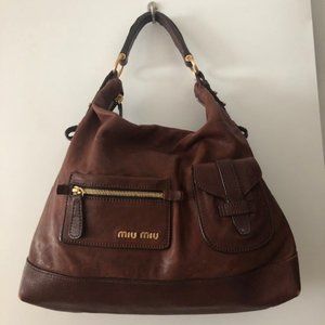 Miu Miu Hobo - Chocolate Brown with Gold Hardware